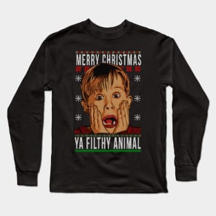 merry christmas ya filthy animal Long Sleeve T-Shirt